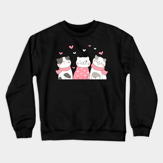 Three Cats Three Moods Crewneck Sweatshirt by hsayn.bara